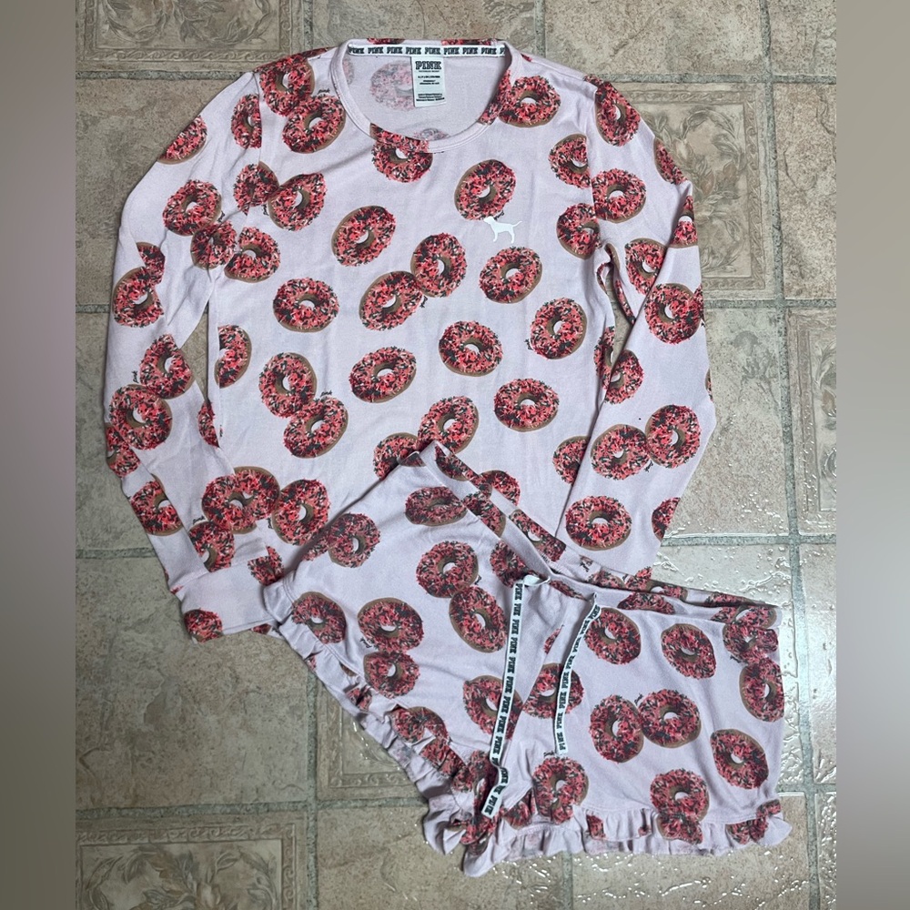 Pink Victoria’s Secret donut pajama set